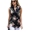 Image of Chiffon Women Blouses Vintage Floral Print Blouse Sexy V Neck Sleeveless