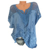Image of Short Sleeve Women's Blouses And Loose White Lace Patchwork Shirt