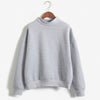 Image of 9 Colors Winter Grey Hoodie Round Neck Long Sleeve Velvet Warm Sweatshirts