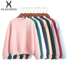 Image of 9 Colors Winter Grey Hoodie Round Neck Long Sleeve Velvet Warm Sweatshirts