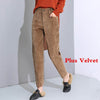 Image of Plus Size Loose Black Pants Women Long Plus Velvet Trousers Sweatpants
