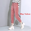 Image of Plus Size Loose Black Pants Women Long Plus Velvet Trousers Sweatpants
