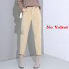 Image of Plus Size Loose Black Pants Women Long Plus Velvet Trousers Sweatpants