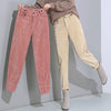 Image of Plus Size Loose Black Pants Women Long Plus Velvet Trousers Sweatpants