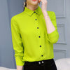 Image of Long Sleeve Lapel White Blouse Office Ladies Work Blouses