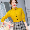 Image of Long Sleeve Lapel White Blouse Office Ladies Work Blouses