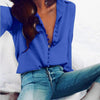 Image of Casual Solid Color ladies office Sexy Buttons Long sleeve Blouse