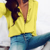 Image of Casual Solid Color ladies office Sexy Buttons Long sleeve Blouse