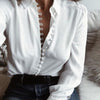 Image of Casual Solid Color ladies office Sexy Buttons Long sleeve Blouse