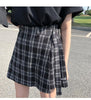 Image of Casual Basic Fashion All Match Plaid Vintage Irregular High Waist College Wind 2018 New Fashion Female Women Mini Skirts