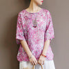 Image of High end pure Ramie women's coat summer thin color pure hemp shirt half sleeve loose retro Chinese disc buckle