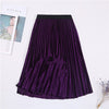Image of Ladies Vintage Autumn Winter Women Velvet Skirt High Waisted Elegant Sexy Skinny Black Pleated Skirts Female Maxi Skirts Womens