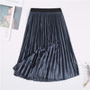 Image of Ladies Vintage Autumn Winter Women Velvet Skirt High Waisted Elegant Sexy Skinny Black Pleated Skirts Female Maxi Skirts Womens