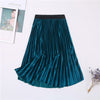 Image of Ladies Vintage Autumn Winter Women Velvet Skirt High Waisted Elegant Sexy Skinny Black Pleated Skirts Female Maxi Skirts Womens
