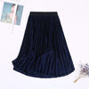 Image of Ladies Vintage Autumn Winter Women Velvet Skirt High Waisted Elegant Sexy Skinny Black Pleated Skirts Female Maxi Skirts Womens