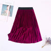 Image of Ladies Vintage Autumn Winter Women Velvet Skirt High Waisted Elegant Sexy Skinny Black Pleated Skirts Female Maxi Skirts Womens