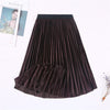 Image of Ladies Vintage Autumn Winter Women Velvet Skirt High Waisted Elegant Sexy Skinny Black Pleated Skirts Female Maxi Skirts Womens