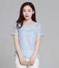 Image of Ladies office Shirt Women White Lace Blouse Short Sleeve