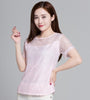 Image of Ladies office Shirt Women White Lace Blouse Short Sleeve