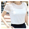 Image of Ladies office Shirt Women White Lace Blouse Short Sleeve