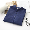 Image of Long Sleeve White Blue Womens Oxford Shirts Plus Size