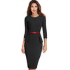 Image of Nice-forever Vintage Elegant Wear to Work with Belt Peplum vestidos Business Party Bodycon Office Career Women Dress B473