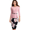 Image of Nice-forever Vintage Elegant Wear to Work with Belt Peplum vestidos Business Party Bodycon Office Career Women Dress B473