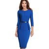 Image of Nice-forever Vintage Elegant Wear to Work with Belt Peplum vestidos Business Party Bodycon Office Career Women Dress B473