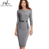 Image of Nice-forever Vintage Elegant Wear to Work with Belt Peplum vestidos Business Party Bodycon Office Career Women Dress B473