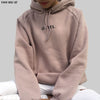 Image of Long Sleeves Letter Harajuku Print Light Pink Pullovers O-neck Women's Hooded Sweatshirt Tops