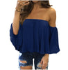 Image of Plus Size 5XL 2020 Summer T-shirt Women Sexy Chiffon Off Shoulder Shirts