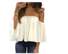 Image of Plus Size 5XL 2020 Summer T-shirt Women Sexy Chiffon Off Shoulder Shirts