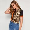 Image of Color Block Cut-and-Sew Leopard Panel Top