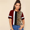 Image of Color Block Cut-and-Sew Leopard Panel Top