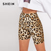 Image of Multicolor Casual Highstreet Leopard Print Skinny Short Legging