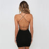 Image of Sexy Black Summer Clothes Women Solid Color Backless Spaghetti Straps Nightclub Dress Bodycon Evening Party Low Neck Mini Dress