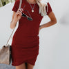 Image of Sexy Dresses Women Summer Mini Dress Short Sleeve Solid Bodycon Slim Party Dress Casual Bodycon Beach Dress Vestido Plus Size