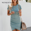 Image of Sexy Dresses Women Summer Mini Dress Short Sleeve Solid Bodycon Slim Party Dress Casual Bodycon Beach Dress Vestido Plus Size