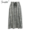Image of Simplee Vintage leopard print pleated skirts women punk rock korean skirt streetwear Drawstring elastic waist ladies midi skirts