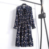 Image of Summer Korean Chiffon Women Dress Elegant Ladies Vintage Long Dress Boho Floral Office Long Sleeve Vestidos Clothing 5LYQ003