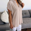 Image of Summer Solid Chiffon Plus Size S-5XL Women Ladies Sexy V-Neck Short Sleeve
