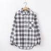 Image of women chic over-sized plaid blouse long sleeve
