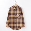 Image of women chic over-sized plaid blouse long sleeve