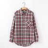 Image of women chic over-sized plaid blouse long sleeve