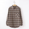 Image of women chic over-sized plaid blouse long sleeve