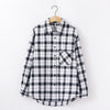 Image of women chic over-sized plaid blouse long sleeve