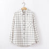 Image of women chic over-sized plaid blouse long sleeve