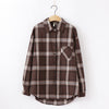 Image of women chic over-sized plaid blouse long sleeve