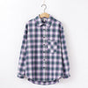 Image of women chic over-sized plaid blouse long sleeve
