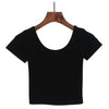 Image of VILACOROA Best Sell Harajuku U Neck T-shirt Women Sexy Black Short Sleeve Tee Crop
